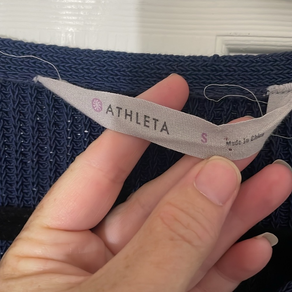 Athleta “highline” V-neck Blue Cotton Long Sleeve Tunic Sweater Size Small - Picture 4 of 6